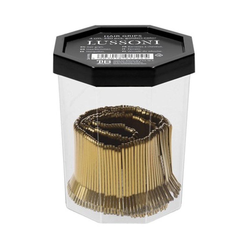 T4B LUSSONI 250 Hair Grips Hairpins Smooth Hair Clips 4cm Golden