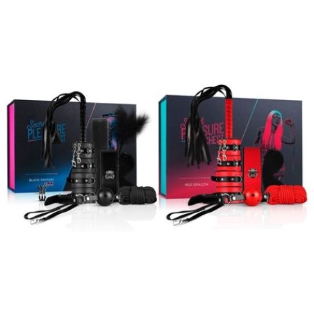 Secret Pleasure Chest 8/10 Piece SM Set Bondage Fetish Restraints Rope Whip