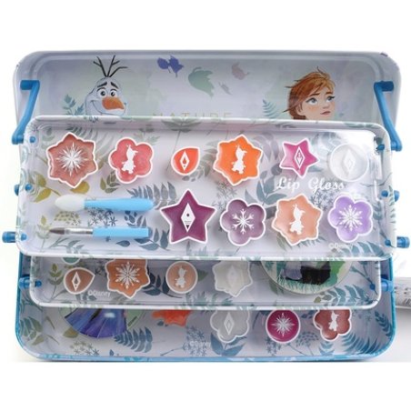 Markwins Disney Frozen Triple Layer Beauty Tin Makeup Set for Kids Fashion 3-Tier Colour Collection Tin with Makeup for