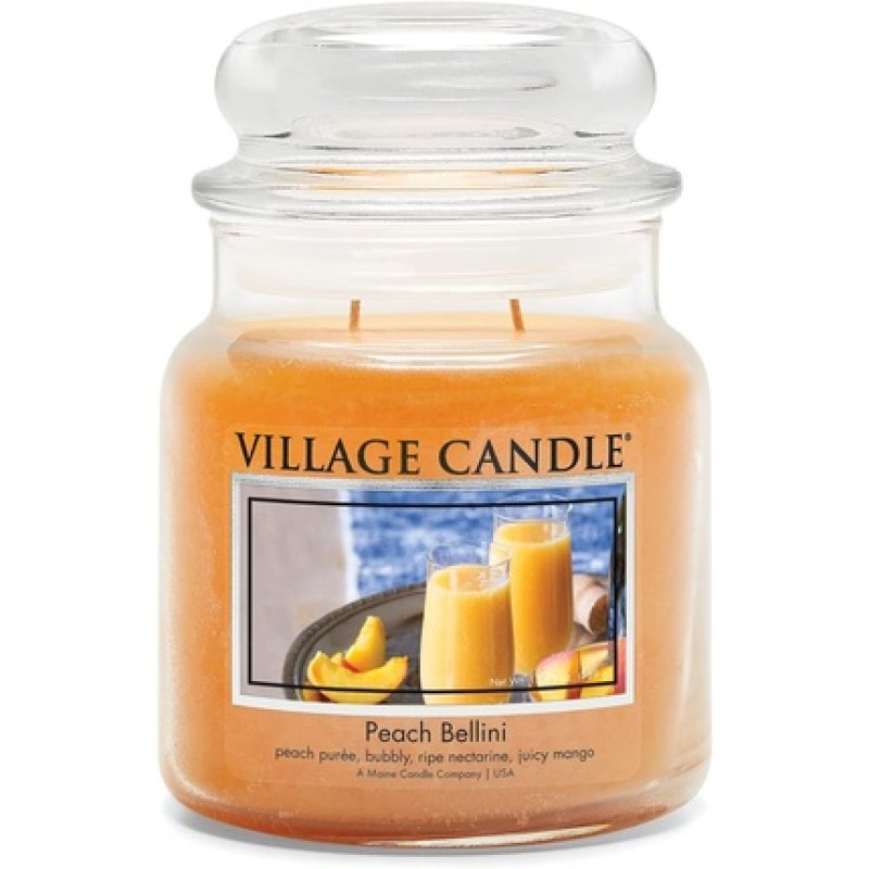 Village Candle Jar Candle, Medium, Peach, Bellini Scent, 473