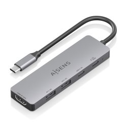 AISENS ASUC-5P028-GR laptop dock/port replicator Wired USB 3.2 Gen 1 (3.1 Gen 1) Type-C Grey