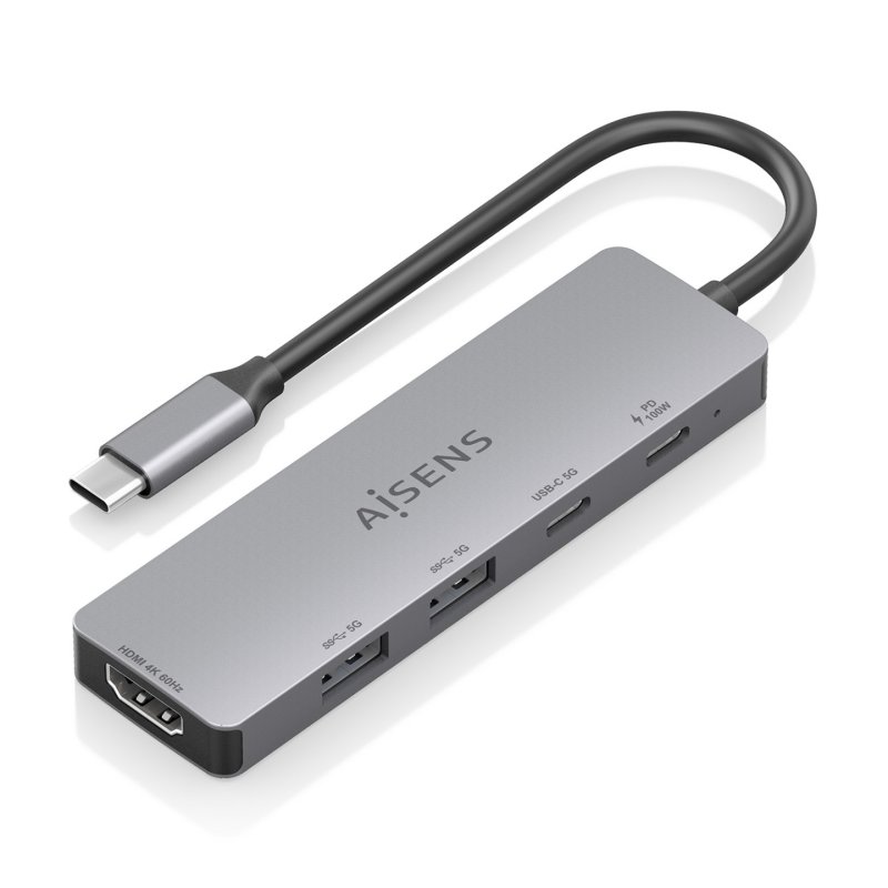 AISENS ASUC-5P028-GR laptop dock/port replicator Wired USB 3.2 Gen 1 (3.1 Gen 1) Type-C Grey