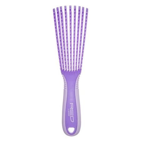 Red By Kiss 9 Row Glide & Define Detangling Brush Flexible Purple