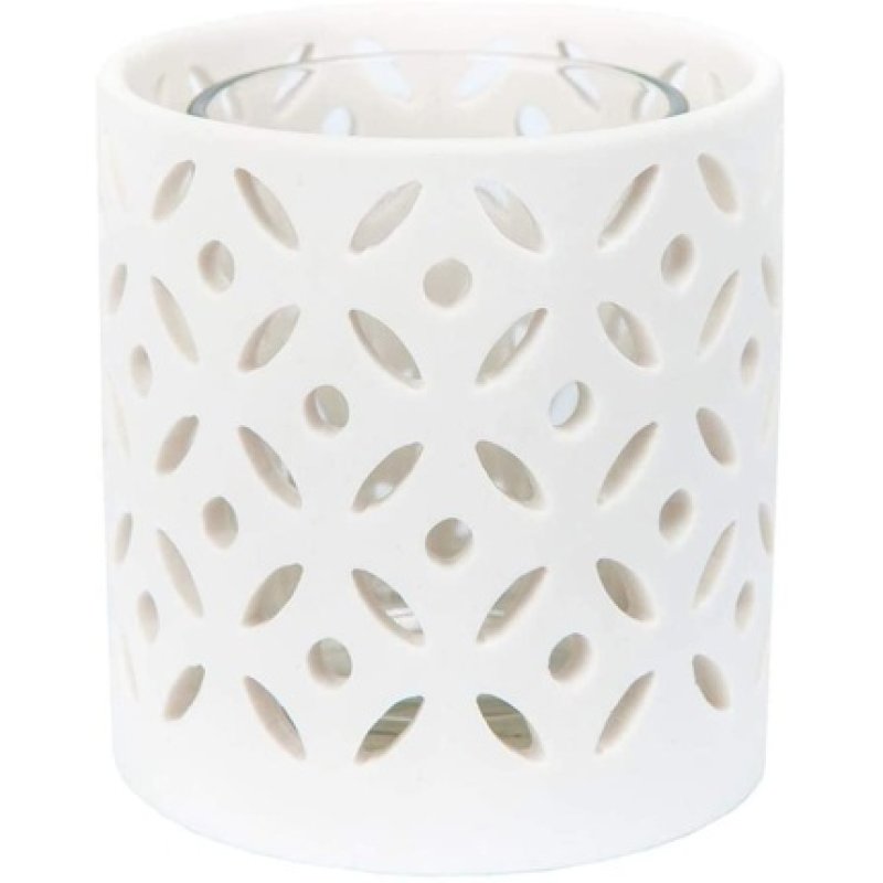 Yankee Candle Tea Light Holder, Ceramic, White, 7.7x7.7x7.6 Cm 7.7x7.7x7.6 Cm