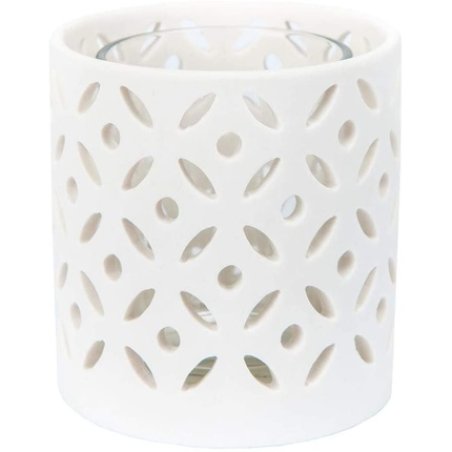 Yankee Candle Tea Light Holder, Ceramic, White, 7.7x7.7x7.6 Cm 7.7x7.7x7.6 Cm