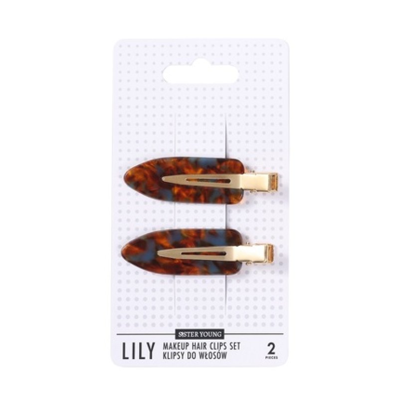 Lily Hair Clips For Makeup Blue Coffee 2 Pieces