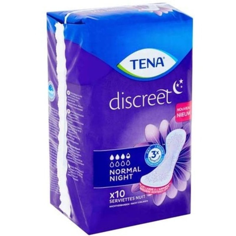 Tena Discreet Normal Night 10 Napkins