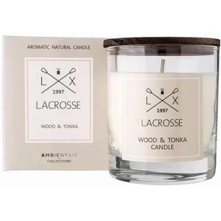 Ambientair Lacrosse Wood & Tonka Scented Candle With Wooden Lid 200g, Xl