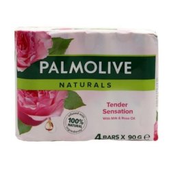 Palmolive Tender Sensation Rose Milk Soap Bar - 4 X 90g