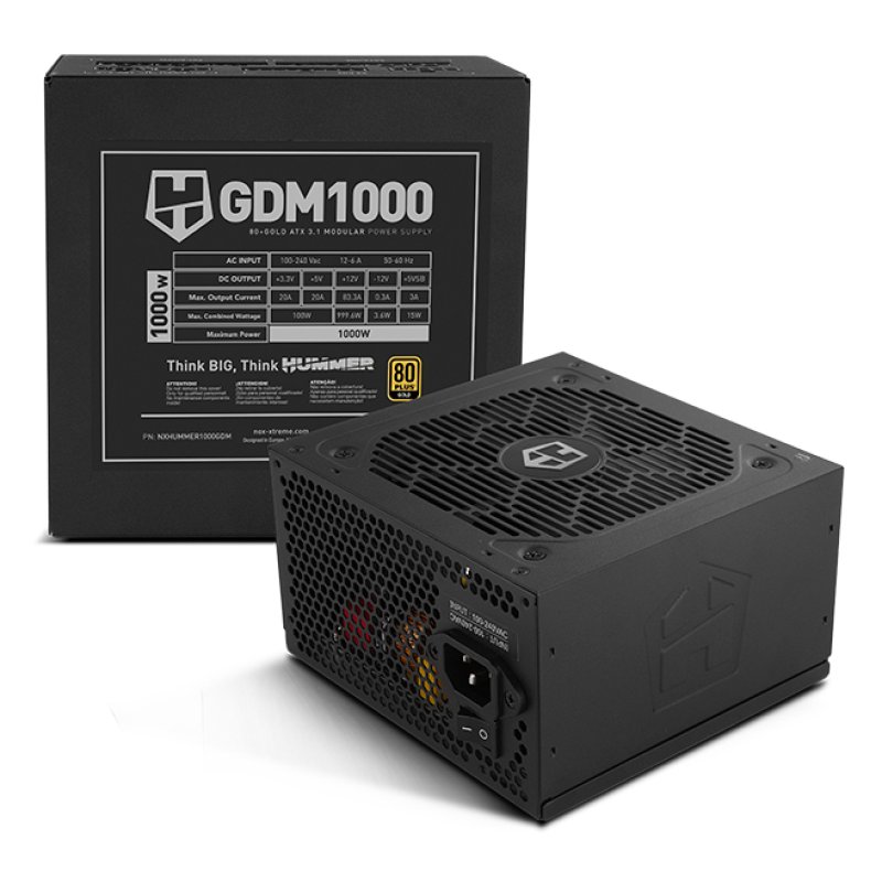 NOX Hummer GDM 1000W GOLD unité d'alimentation d'énergie 20 4 pin ATX ATX Noir