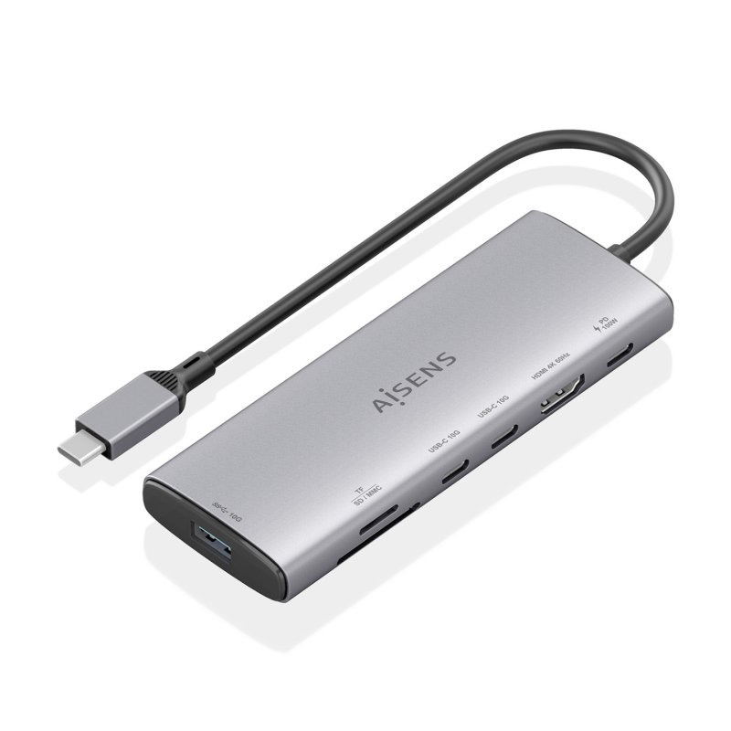 AISENS ASUC-7P031-GR station d'accueil Avec fil USB 3.2 Gen 1 (3.1 Gen 1) Type-C Gris