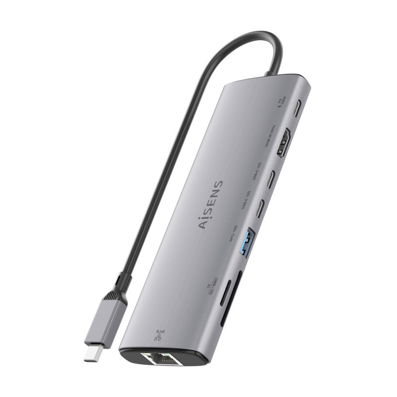 USB-C DOCK AISENS 8 EN 1 HDMI RJ45 USB-A 10G 2XUSBC 10G SD MICRO SD PD 100W