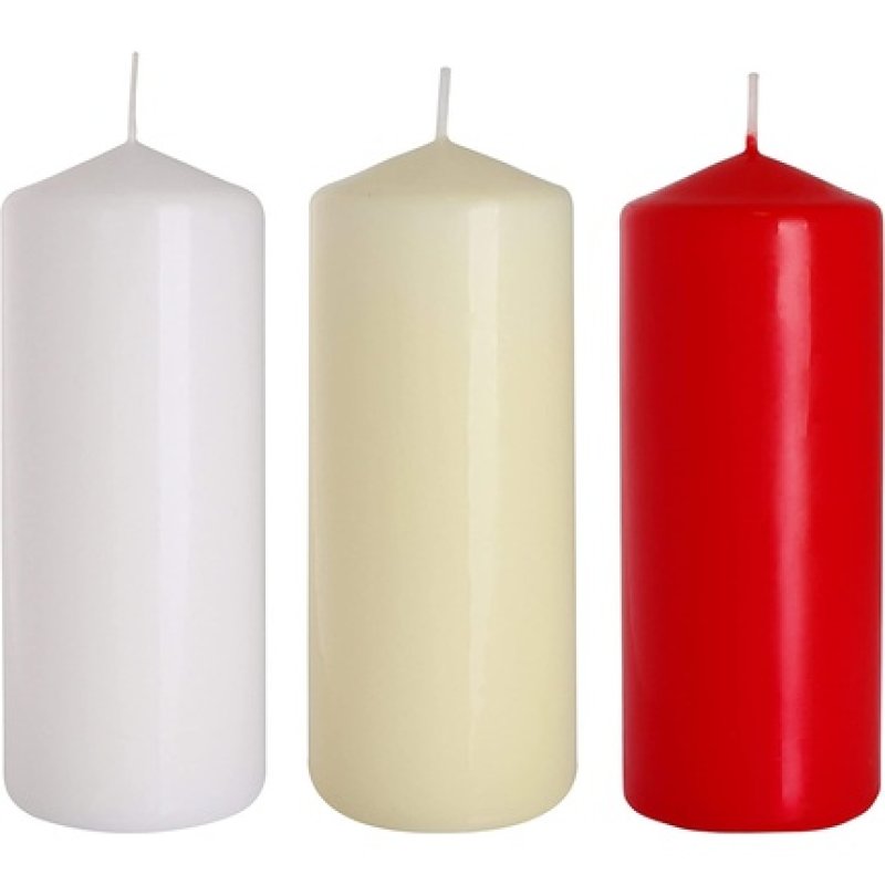 Viscio Trading 174736 Pillar Candle, Wax, Ivory, 6 X 6 X 15 Cm