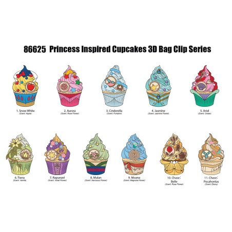 DISNEY PRINCESS - 3D Foam Bag Clip (Display 24 Pcs)