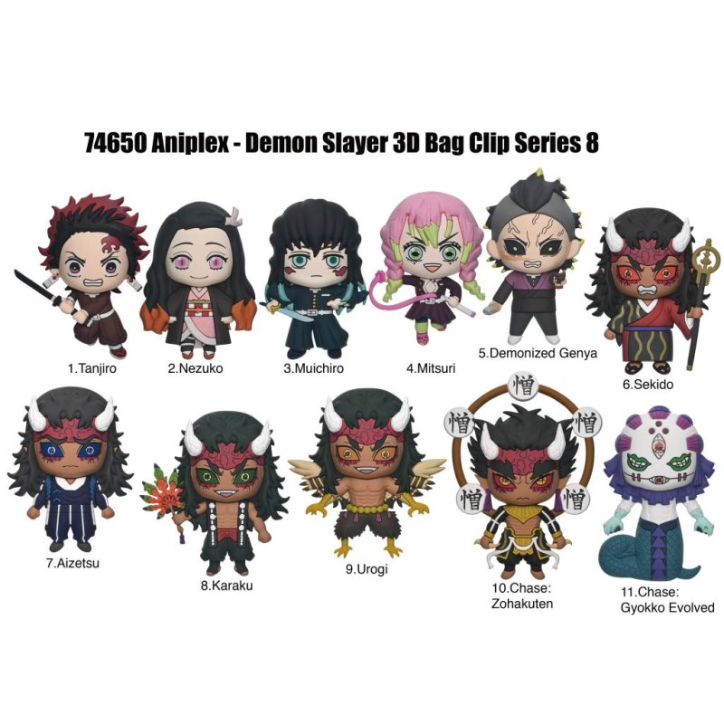 DEMON SLAYER - Series 8 - 3D Foam Bag Clip (Display 24 Pcs)