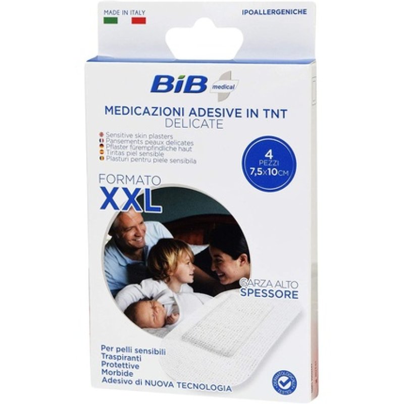 Bib Bib Plasters 10X7.5cm XXL TNT Delicate Skin 4 Pieces Skin Medicament 500g