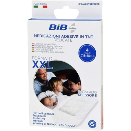 Bib Bib Plasters 10X7.5cm XXL TNT Delicate Skin 4 Pieces Skin Medicament 500g