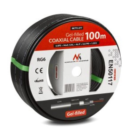 Maclean MCTV-477 câble coaxial 100 m Noir