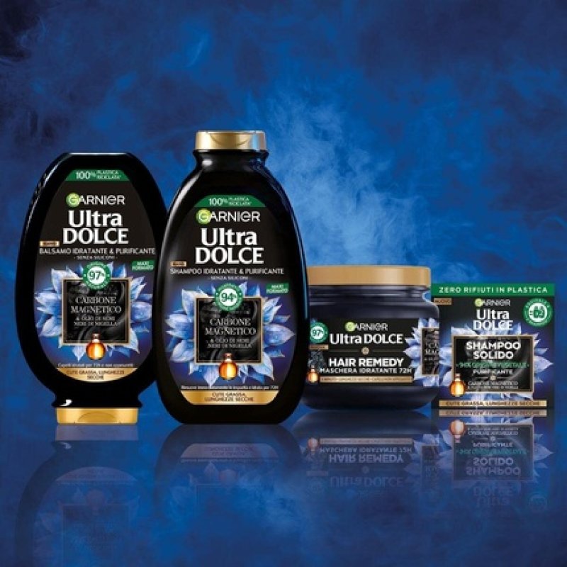 Garnier Ultra Dolce Carbone Shampoo with Silicone-Free Conditioner 250ml - Pack of 3