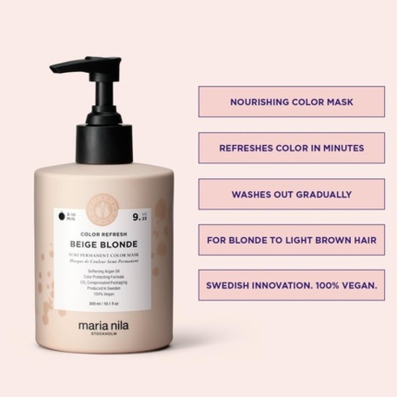 Maria Nila Colour Refresh Beige Blonde 300ml Cool Toned Soft Beige Hair Mask