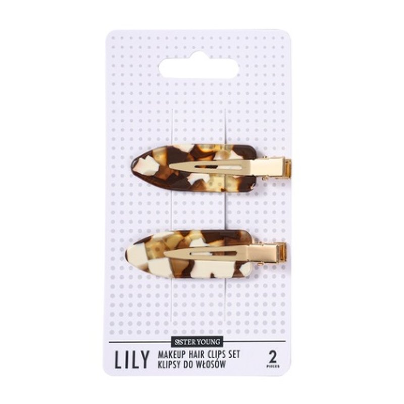 Lily Makeup Hair Clips Set Milk Coffee 2 Pieces