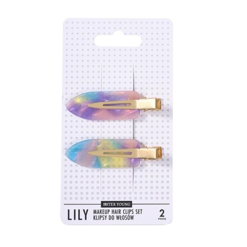 Lily Hair Clips For Makeup Pink Purple 2 Pieces