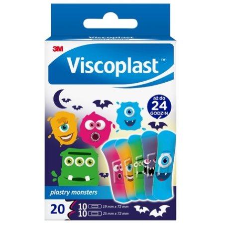 Viscoplast Cool Adhesive Bandages Monsters Design 20 Pieces