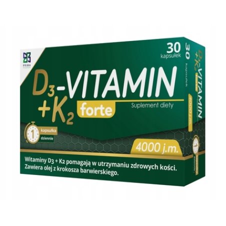 Primapharma Vitamin D3 K2 Forte 30 Capsules Immune Support & Bone Health Supplement