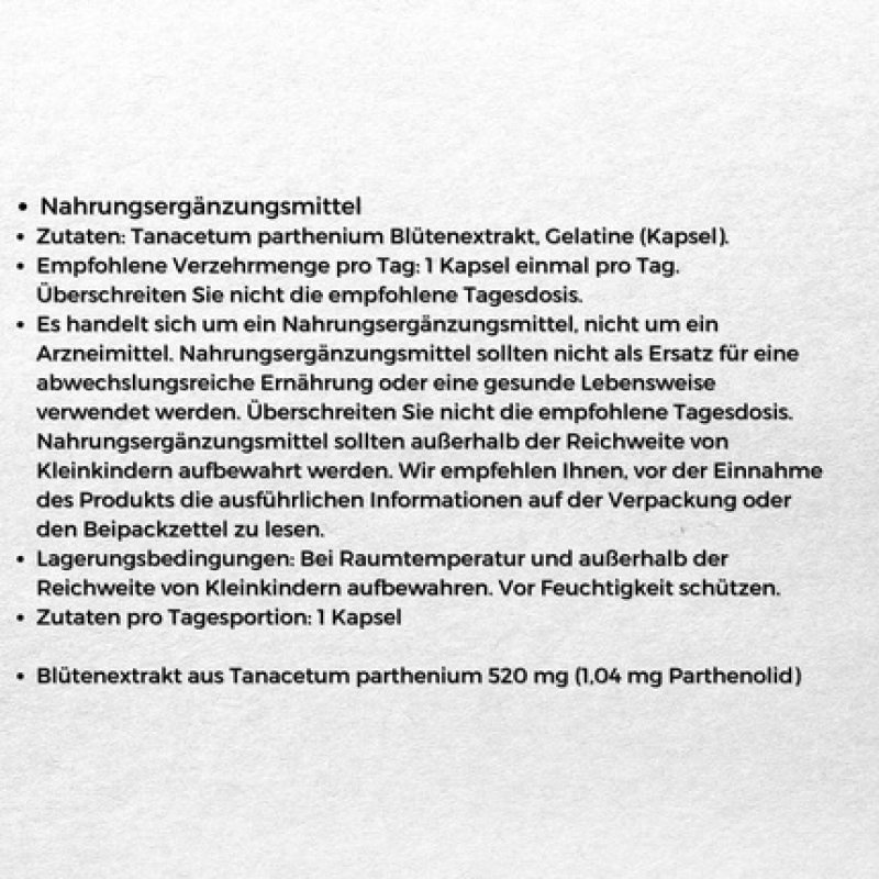 Medica Herbs Tanacetum Parthenium for Physical and Mental Wellbeing