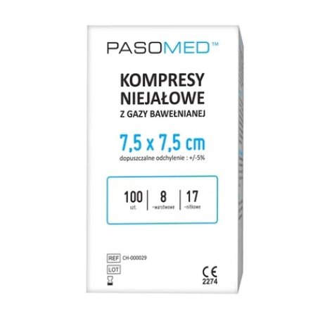 Pasomed Sterile Cotton Gauze Compresses 17 Thread 8 Layered 75 X 75 Cm 3 Pieces