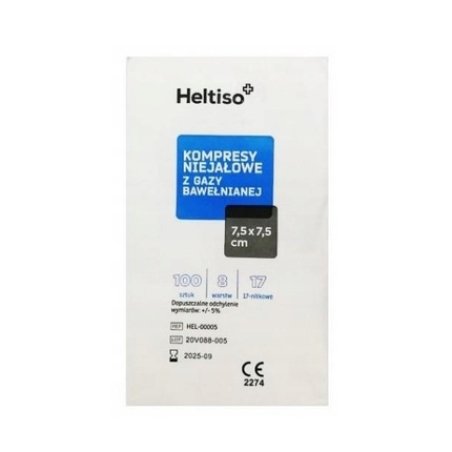 Heltiso Nonsterile Gas Compresses 17 Thread 8 Layer 75 X 75 Cm
