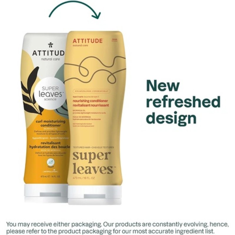 Attitude Nourishing Conditioner for Curly Hair with Moringa Oil Vegan Detangler