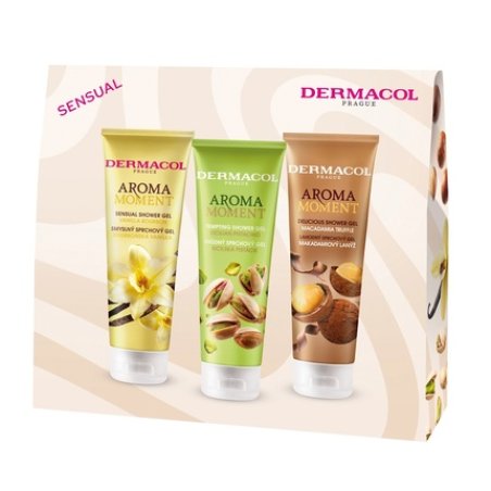 Dermacol Sensual Aroma Moment Shower Gels Sicilian Pistachio Bourbon Vanilla Macadamia Truffle 3x250ml