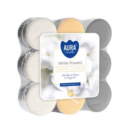 Bispol Aura Scented Tea Lights White Flowers - 18 Pieces