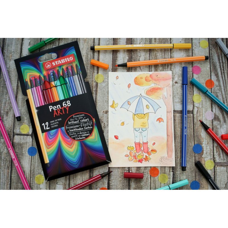 STABILO Pen 68 ARTY stylo-feutre Multicolore 12 pièce(s)