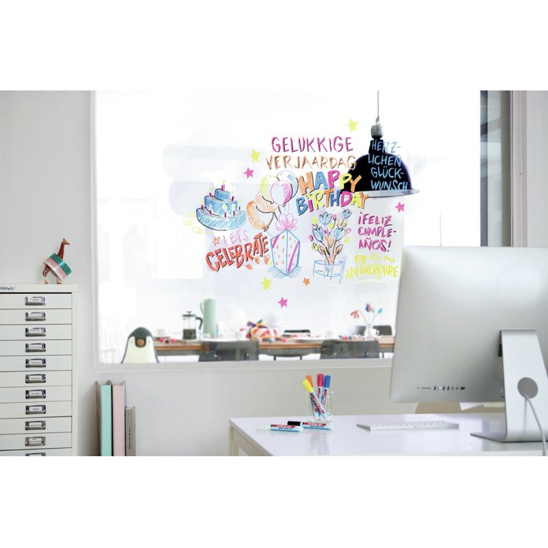 Edding 95 Glass marqueur 6 pièce(s) Pointe ogive Noir, Bleu, Orange, Rose, Blanc, Jaune