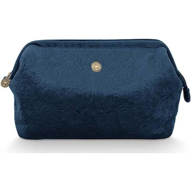 Pip Studio Extra Large Velvet Cosmetic Bag Quilted Days Blue