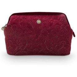 Pip Studio Extra Large Velvet Cosmetic Bag Quilted Days Red
