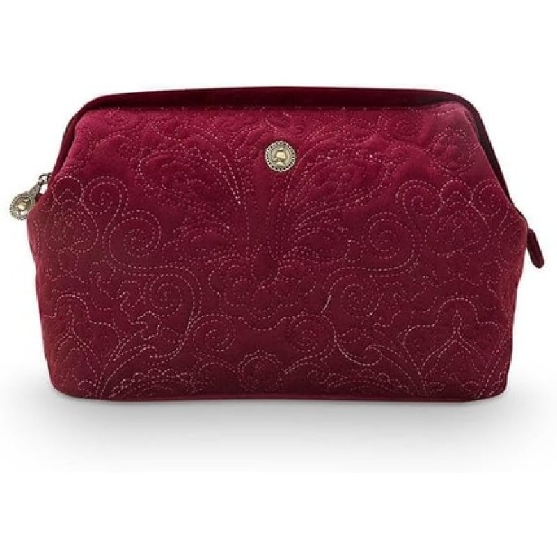 Pip Studio Extra Large Velvet Cosmetic Bag Quilted Days Red