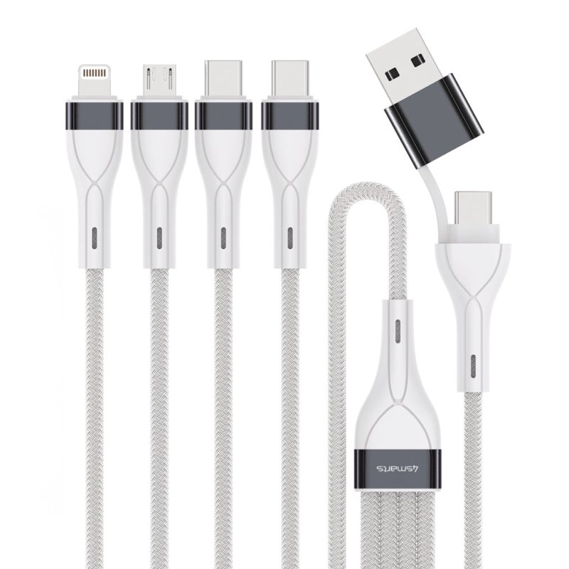 4smarts 541299 câble USB 0,25 m USB C USB C/Micro USB-A/Lightning Argent, Blanc