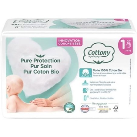 Cottony Diapers With Organic Cotton, 27 Layers, Size 1 2-5 Kg