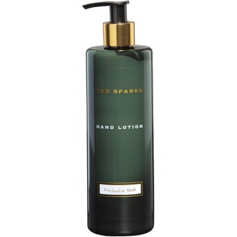 Ted Sparks Patchouli & Musk Hand Lotion in Black Transparent Bottle