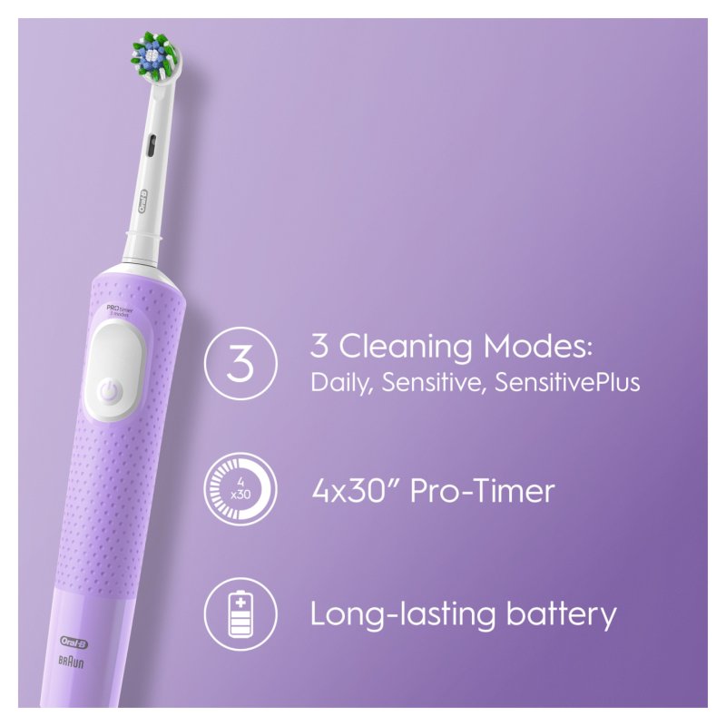 Oral-B Vitality Cross Action Electric Toothbrush 310g Pro Lilac Handle