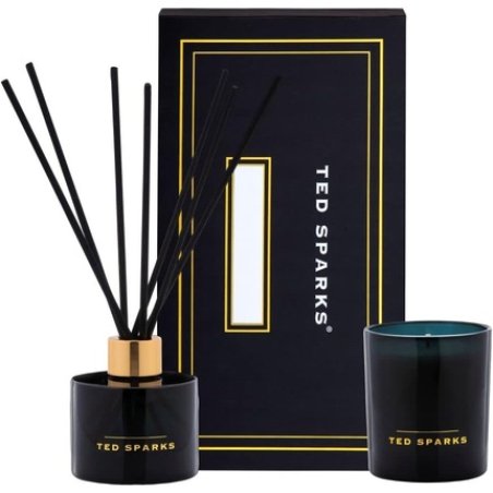 Ted Sparks Moss & Sandalwood Scented Candle and Diffuser Black Made from Soy Wax