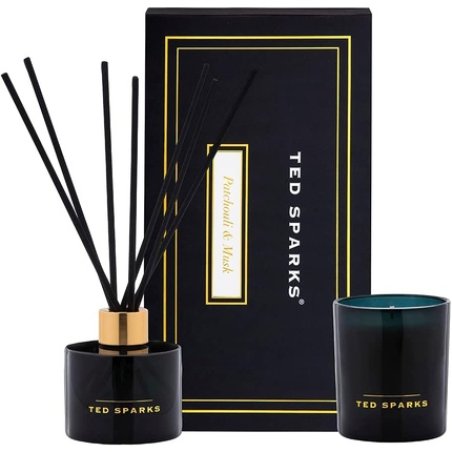 Ted Sparks Moss & Sandalwood Scented Candle and Diffuser Black Gift Set