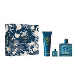 Versace Eros Eau De Parfum Spray Set 100ml Spray 150ml Shower Gel 5ml Miniature