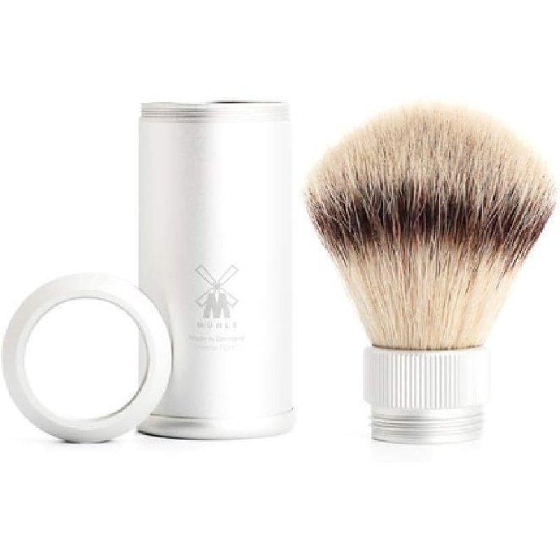Muhle Synthetic Silvertip Fibre Travel Shaving Brush with Aluminium Handle