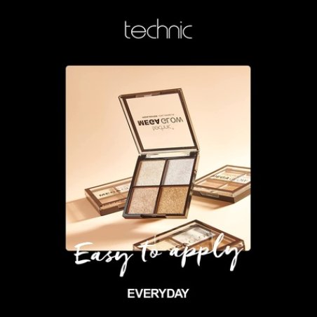 Technic Mega Glow Highlighter Palette 4 Highly Pigmented Shimmer Powders 10g