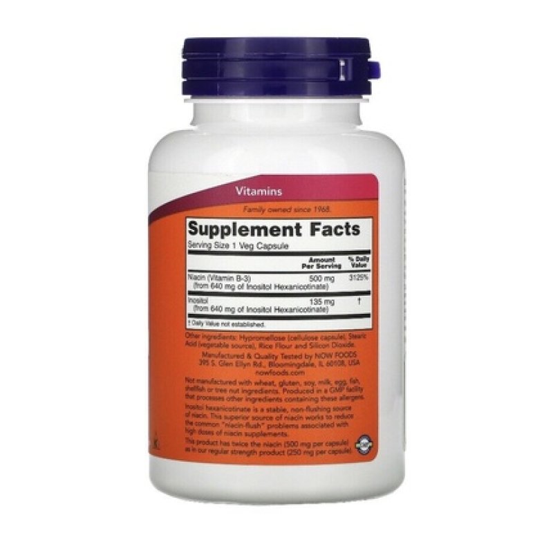 Now Foods Niacin Flush-Free 500mg Double Strength 90 Vcaps