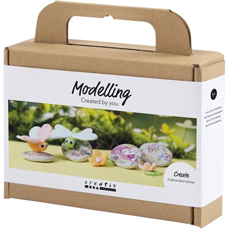 Creative - Mini Craft Kit Modelling, Stone with insect, grey, light pink, light turquoise, 1 pack - ()
